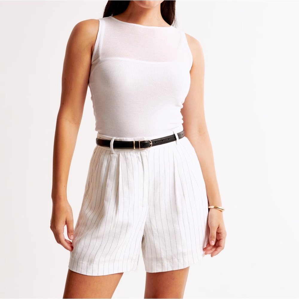 Abercrombie Curve Love A&F Sloane Tailored Linen-Blend Short